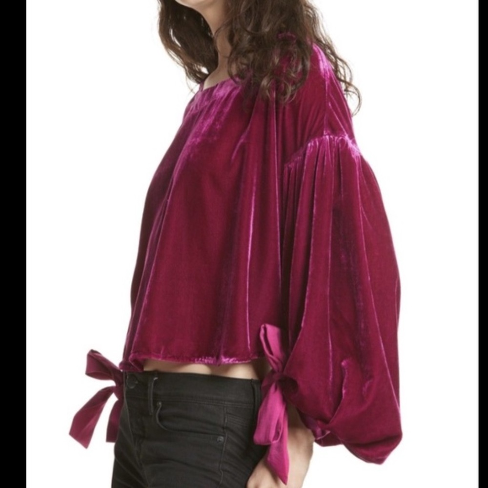 π FREE PEOPLE Gimme Some Lovin Top Pink Velvet - Picture 8 of 8